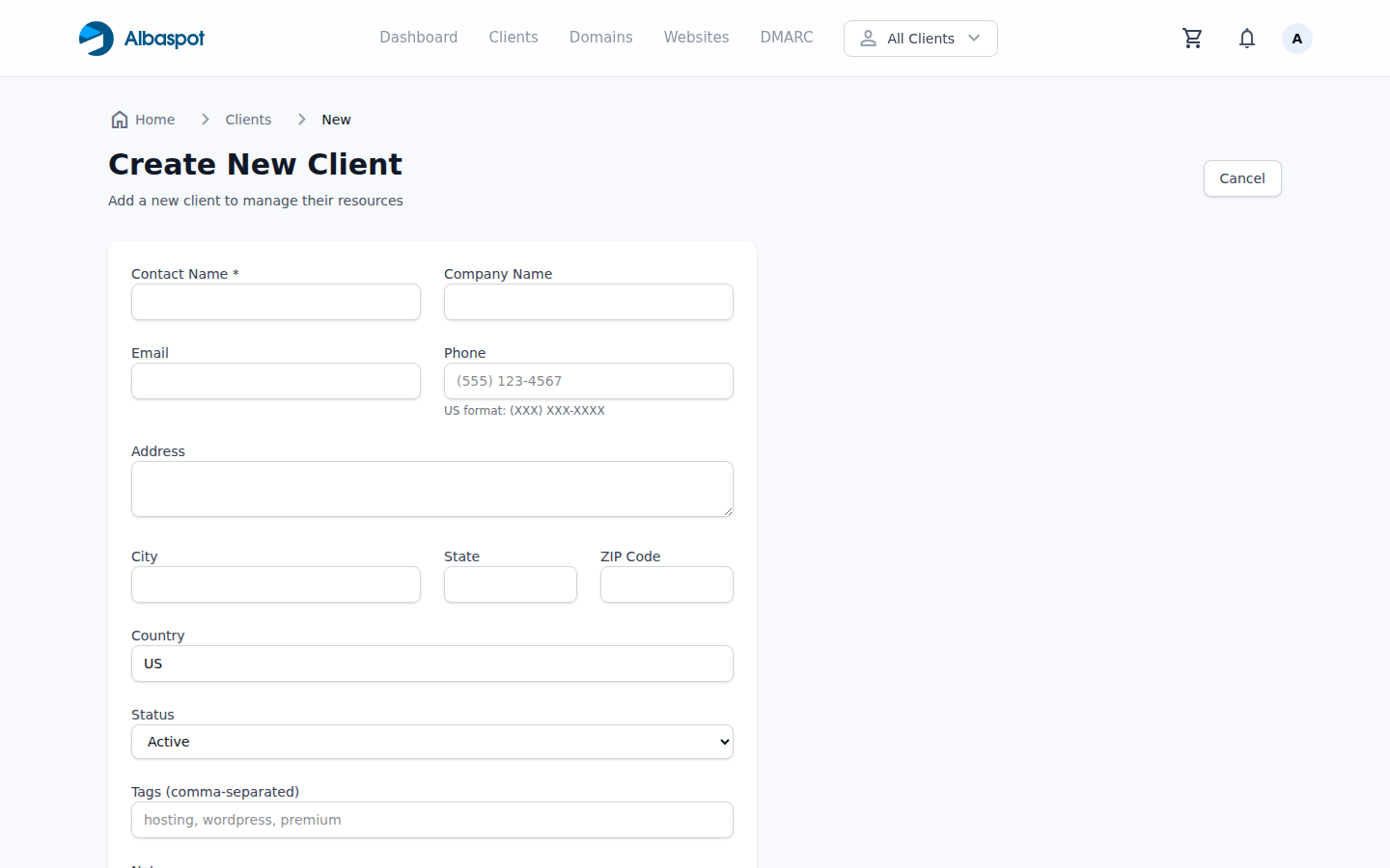 Add client form
